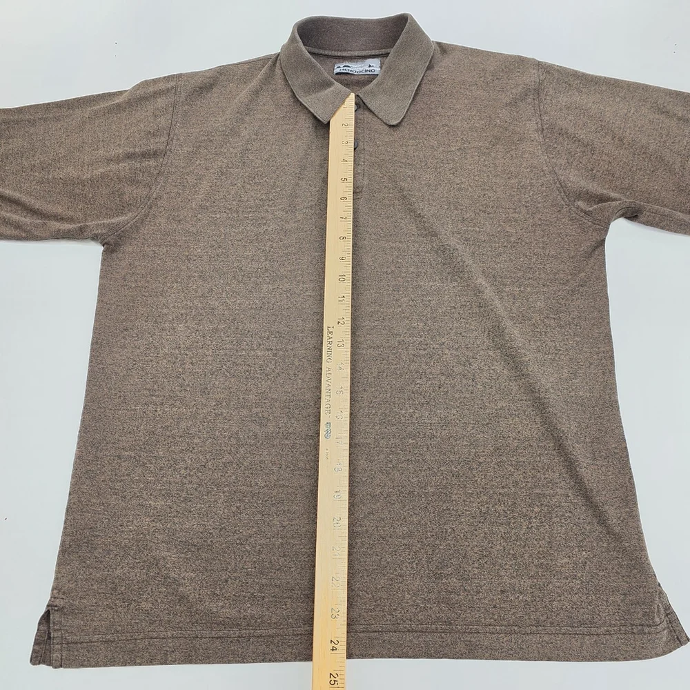 Quiet Luxury Mendocino Polo Shirt Men Brown Heather Short Sleeve - Picture 8 of 9